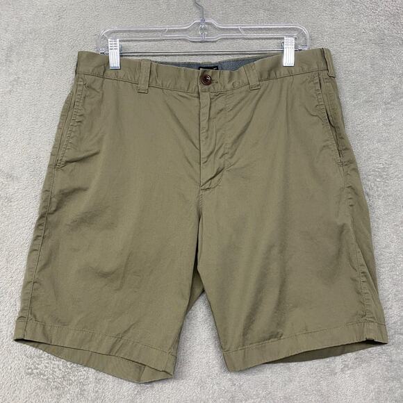 J‎ Crew Shorts Mens 33 Tan Stretch Chino 9 Inch Inseam Flat Front Preppy Beach - Picture 1 of 9